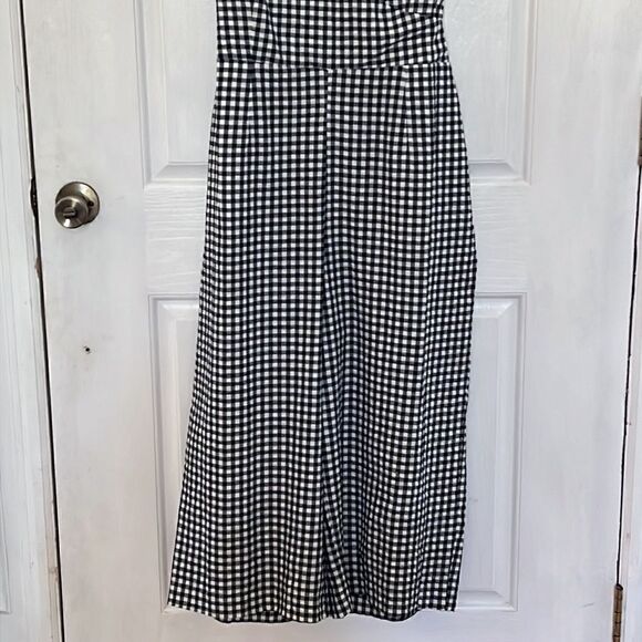 Banana republic women’s petite large black & white checked Wide leg Romper NWT - Picture 4 of 14